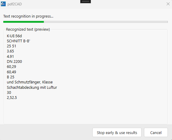 Text recognition loading dialog