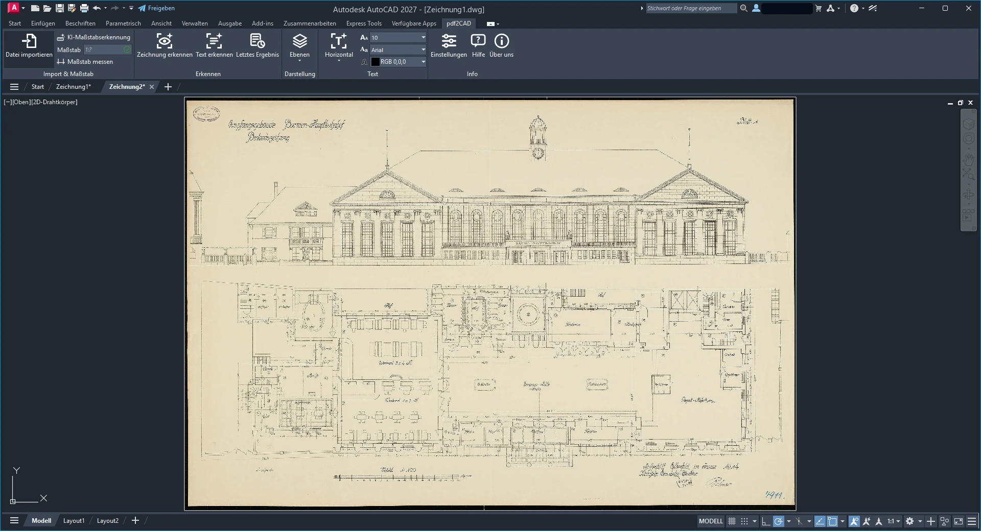 Der importierte Plan in AutoCAD